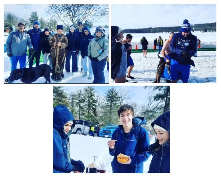 Students and families outside at the polar plunge 